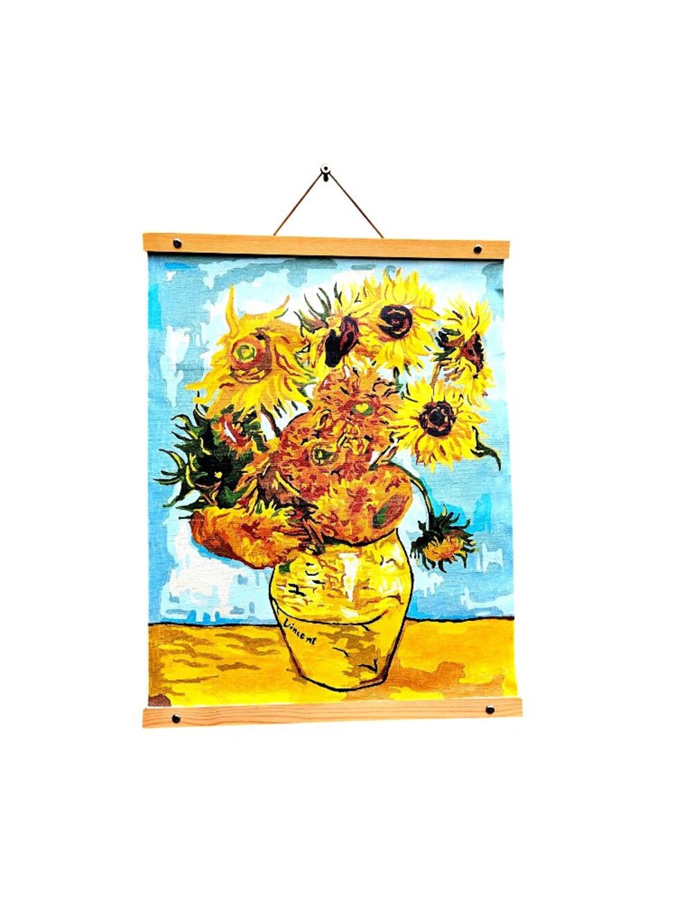 Completed Artist's Loft Van Gogh Sunflowers Paint by Numbers Canvas Hanger 21x16